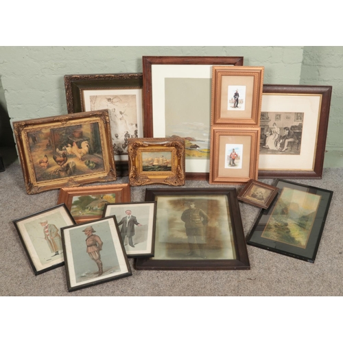 456 - A large collection of framed pictures. Mainly prints, to include Vanity Fair examples, classical and... 