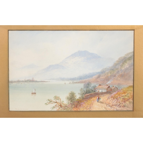 457 - Two gilt framed T. Wilson watercolour landscapes depicting scenes over Loch Lomond, Scotland. Approx... 