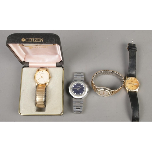 68 - Four wristwatches. Includes manual Anker, manual Rakela, Seiko quartz and a boxed quartz Citizen exa... 