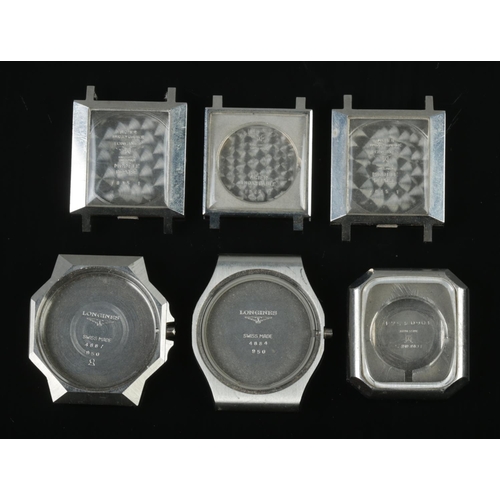 498 - Six stainless steel Longines watch cases