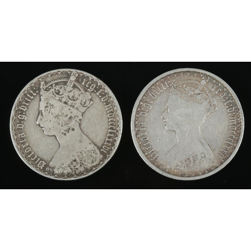 504 - Two Victorian silver gothic florins. Includes 1872 and 1876.