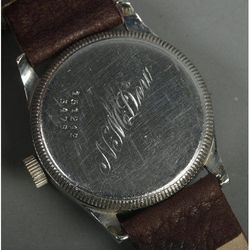 507 - A stainless steel Oyster Lipton manual wristwatch. Having baton and Arabic numeral markers and subsi... 