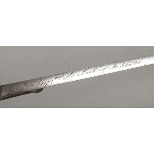 551 - A French M1866 bayonet with scabbard. Blade inscribed to edge and dated 1868. Blade length 57cm. CAN... 