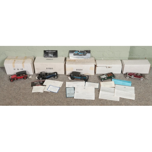 94 - Five boxed Franklin Mint Precision Models. Includes 1929 Rolls Royce Phantom I, The 1930 Bugatti Roy... 