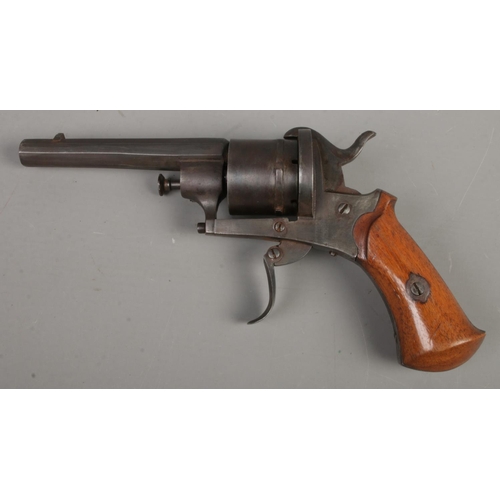 564 - A late Nineteenth Century Belgian six-shot pin fire revolver, with octagonal barrel. Bearing Belgian... 