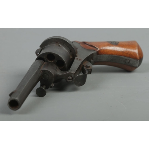 564 - A late Nineteenth Century Belgian six-shot pin fire revolver, with octagonal barrel. Bearing Belgian... 