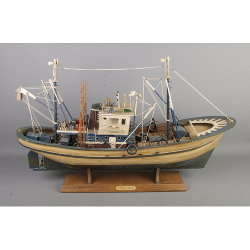 441 - A large wooden model fishing boat 