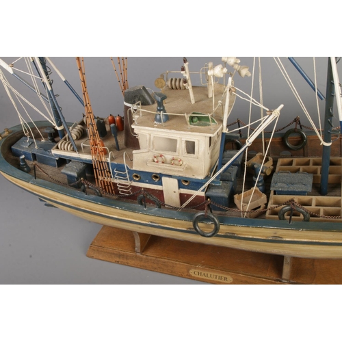 441 - A large wooden model fishing boat 