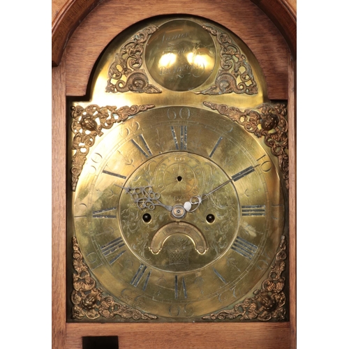 633 - A Nineteenth Century oak longcase clock, with brass dial labelled for James Todd, Bradford. Featurin... 