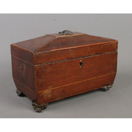 145 - A Regency mahogany tea caddy for restoration.