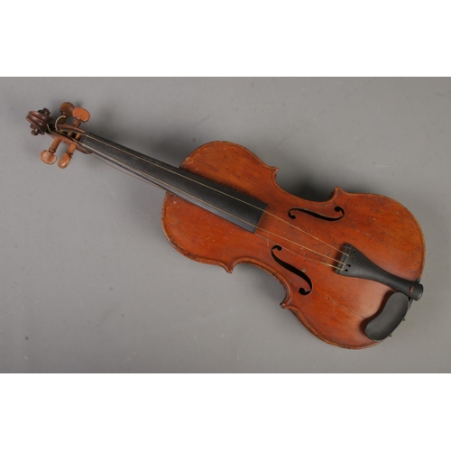 156 - A circa 1900 reproduction Josef Klotz two piece back violin. Bearing label to inside reading 