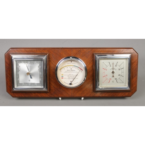 220 - A 1930s/1940s Art Deco style mahogany and chrome weather station.