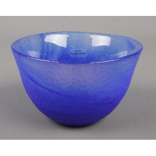 221 - A small blue glass bowl designed by Renate Stock. Diameter 10.5cm.