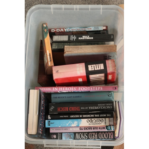 260 - A box of mostly WWII military themed books to include Franz Kafka, I Flew for the Fuhrer, Mein Kampf... 