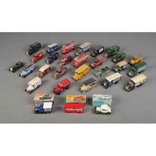 265 - A box of assorted diecast vehicles to include boxed Matchbox Model 'A' Ford, Model 'A' Van and The L... 