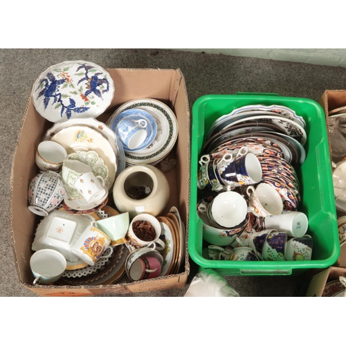 285 - Four boxes of miscellaneous. Includes Murano style glass fish, Royal Worcester Evesham, Edwardian te... 