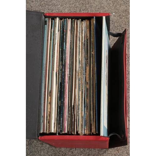 314 - A record case with contents of vinyl LP records to include Frank Zappa, Free, Steve Hackett, Status ... 