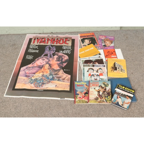 316 - A collection of vintage film ephemera and memorabilia to include Ivanhoe poster, Carnival of Thieves... 