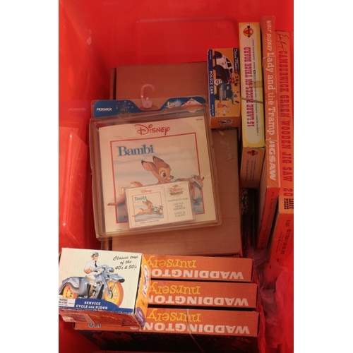 320 - A box of vintage toys, games and collectables to include Hangman, Diecast vehicles, chess set, jigsa... 