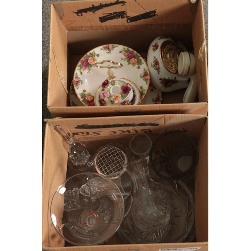 330 - A box of miscellaneous to include cut glass, Royal Doulton Rebecca figure (HN4041), Royal Albert Old... 