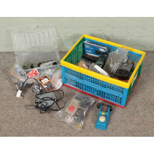 338 - A box of assorted controller and electronics associated with model railway to include Gaugemaster To... 