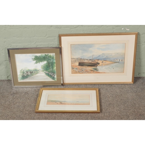 497 - A collection of framed watercolour paintings to include H.F Hancock, T. Matherson and I.M Spooner. A... 