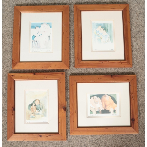 520 - Erika Oller, a set of four framed and glazed prints titled One The Pull, The Difficult and Embarrass... 