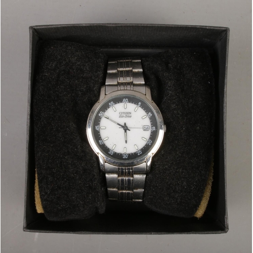 538 - A Citizen Eco-Drive wristwatch with black and white face