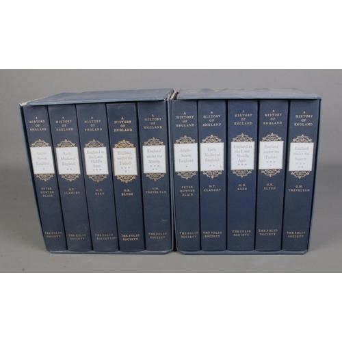 74 - The Folio Society: A History of England series. Includes ten volumes in two identical sets with orig... 