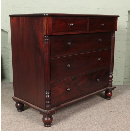 593 - A mahogany chest of two over three drawers. (100cm x 110cm x 57cm)