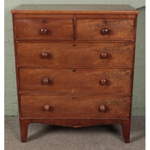 619 - A Victorian mahogany chest of two over three drawers. (120cm x 100cm x 47cm)