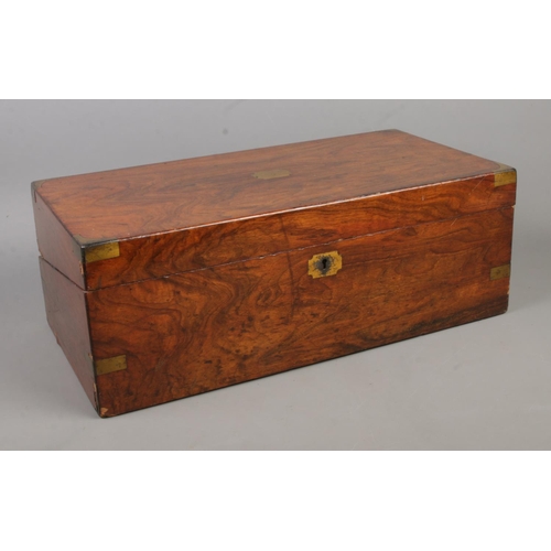 204 - A Victorian mahogany writing box, with leather insert, pen tray, inkwell and storage. Height: 18cm, ... 