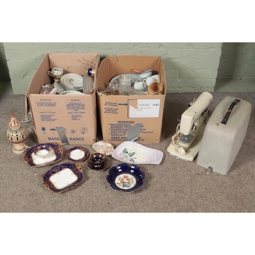 275 - Two large boxes of miscellaneous. Includes glassware, Cauldon, Royal Albert cup & saucer, Carltonwar... 