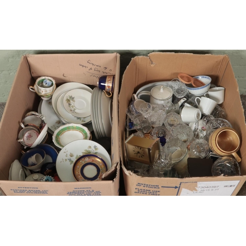 275 - Two large boxes of miscellaneous. Includes glassware, Cauldon, Royal Albert cup & saucer, Carltonwar... 