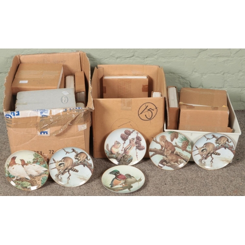 287 - Three boxes of boxed animal cabinet plates. Includes The Forest Year examples, etc.