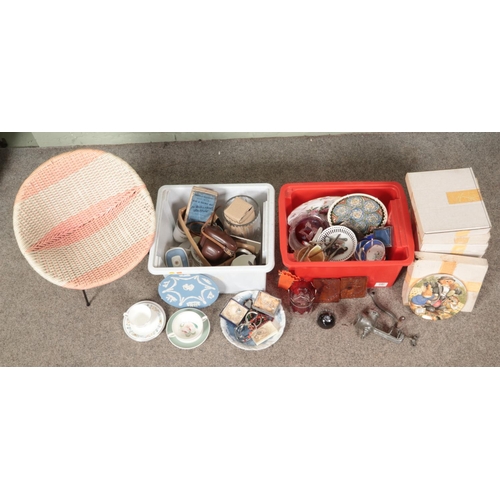 327 - Two boxes of assorted miscellaneous, to include a series of Royal Doulton cabinet plates from the Co... 