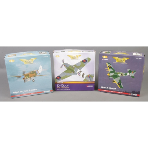 427 - Three boxed limited Corgi 'The Aviation Archive' 1:72 scale diecast model planes. Includes World War... 