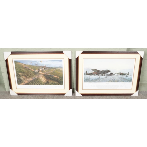 510 - Two large framed Philip E. West signed military aircraft prints. One titled 'Maximum Effort' and the... 