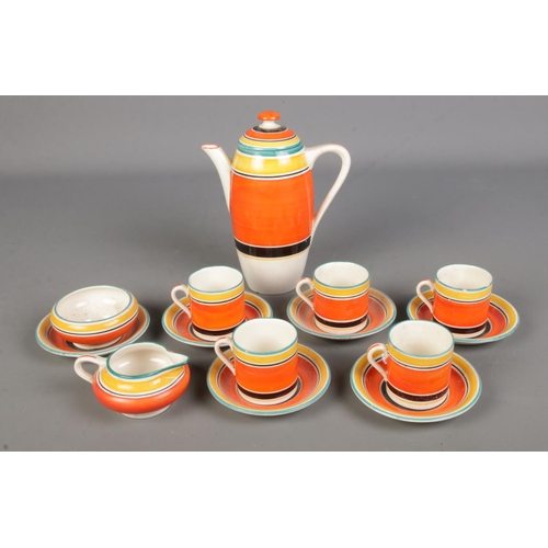 84 - A Gray's Pottery hand painted part tea set, designed by Susie Cooper. Pattern 7670. Includes teapot,... 