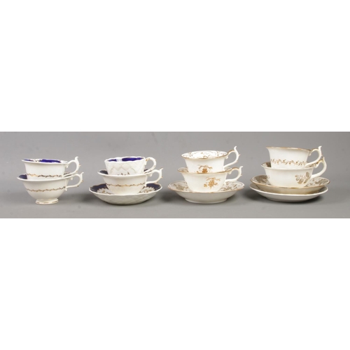 576 - A collection of Rockingham porcelain teawares in three designs, including 876 and 1500 patterns. The... 