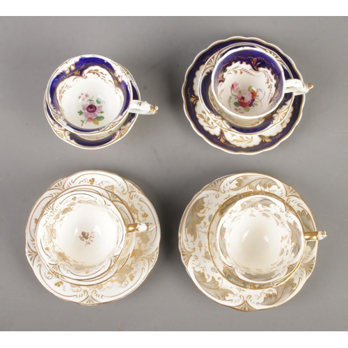 576 - A collection of Rockingham porcelain teawares in three designs, including 876 and 1500 patterns. The... 