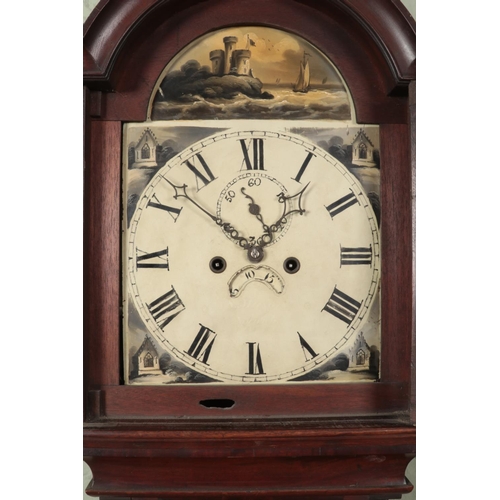 585 - A mahogany cased longcase clock, with roman numeral dial for S. Mason, Norwich. The hood with reeded... 