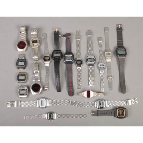 250 - An assortment of digital wristwatches, to include several Casio and Braddon examples.