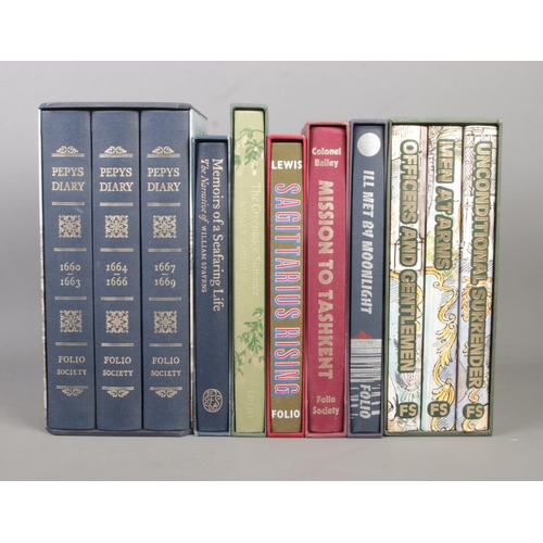 448 - Folio Society; A collection of hardback books, including three book series 'Pepys Diary' and Evelyn ... 