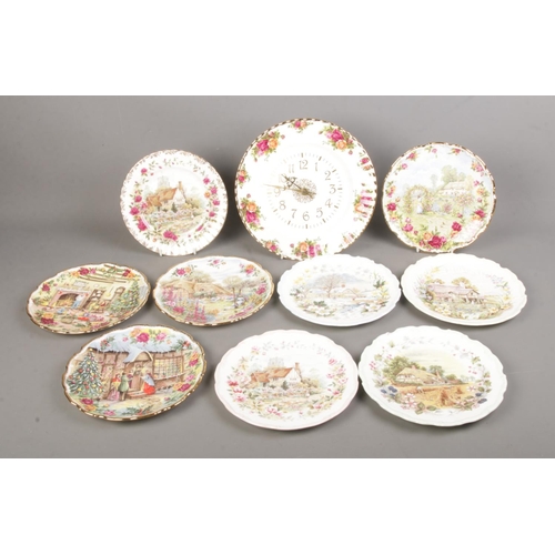 101 - A collection of Royal Albert plates to include A Celebration of the Old Country Roses Garden, Cottag... 