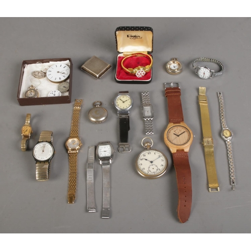 134 - A collection of assorted wristwatches and pocket watches to include Sekonda, Timex, Swiss, etc. Also... 