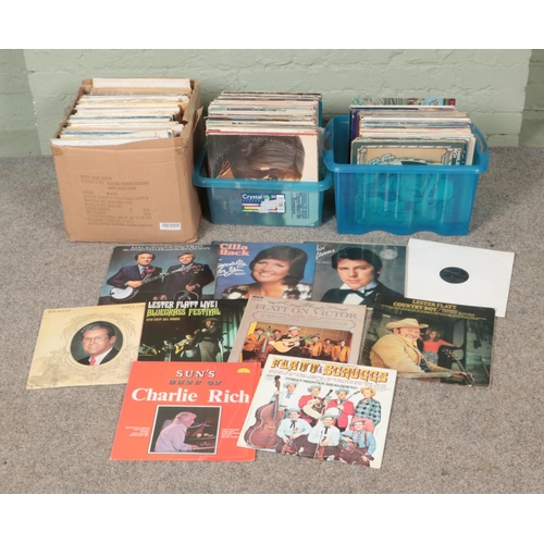 210 - Three boxes of assorted vinyl LP records of mostly country and classical to include Hank Williams, C... 