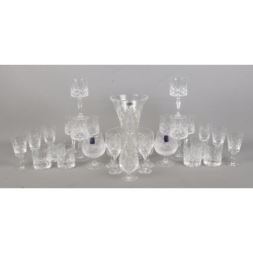 224 - A collection of assorted cut and pressed glassware, to include Edinburgh Crystal brandy glasses, Wel... 