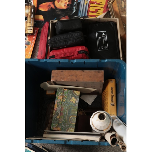 238 - Two boxes of miscellaneous to include character modelling guides, reproduction posters, framed wall ... 