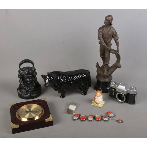 239 - A quantity of collectables to include Zenit 3m, Beswick Beatrix Potter figure, bull decanter, cast i... 